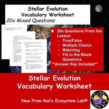 Preview of Stellar Evolution Vocabulary Worksheet w/Answer Key **Editable**