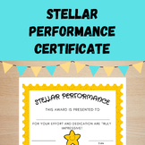 Stellar Performance Award Certificate