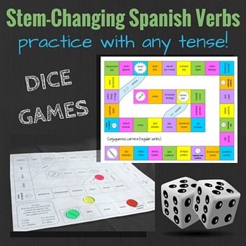 Preview of Stem-Changing Verbs in Spanish: Dice Games for Reviewing