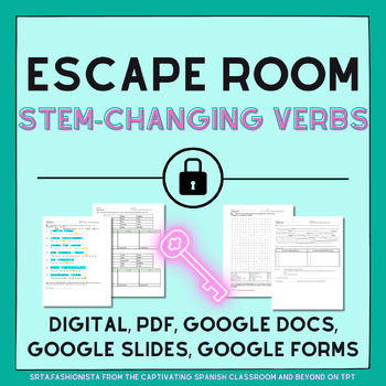 Preview of Stem-Changing Verbs Spanish Escape Room digital / printable