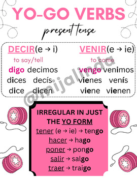 Preview of Stem Changing Verbs in the Spanish Present Tense (yo-gos)