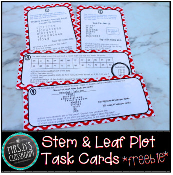 Preview of Stem & Leaf Plot Task Cards {Freebie}