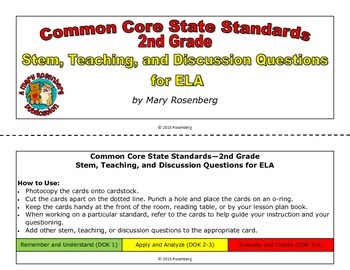 Preview of Stem, Teaching, and Discussion Questions for 2nd Grade ELA