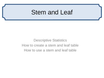Preview of Stem and Leaf
