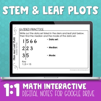 Preview of Stem and Leaf Plot Digital Math Notes