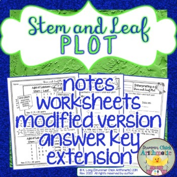 Preview of Stem and Leaf Plot Notes and Worksheets