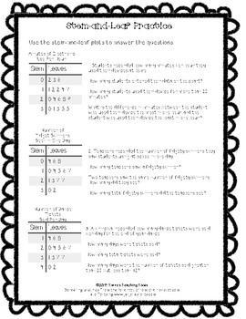 Preview of Stem-and-Leaf Plot Guided or Independent Practice Worksheet