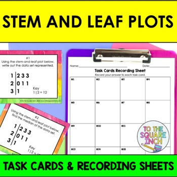Preview of Stem and Leaf Plot Task Cards | Math Center Practice Activity