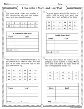 Stem and Leaf Plot Worksheets and Poster | Distance Learning | TpT