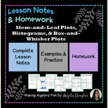 Preview of Stem and Leaf Plots, Histograms, Box & Whisker Plots Notes & HW Google Slides