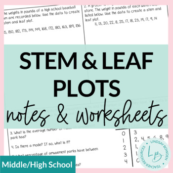 Preview of Stem and Leaf Plots Notes and Worksheets
