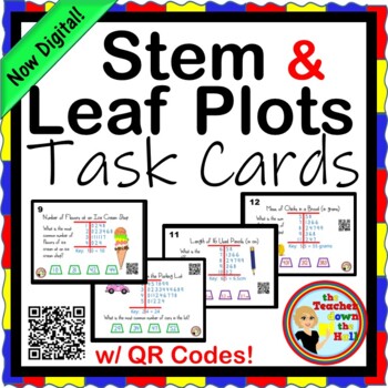 Preview of Stem and Leaf Plots Task Cards NOW Digital!