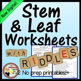 Stem and Leaf Plots Worksheets with Riddles I Data Analysi
