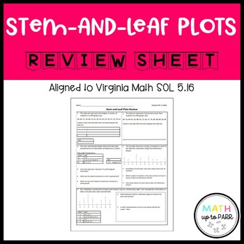 Preview of Stem-and-Leaf Plots and Line Plots Review Sheet- 5th Grade Math SOL 5.16abc