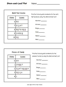 Stem-and-Leaf Plot Practice Worksheet by Lesson Lagoon | TpT