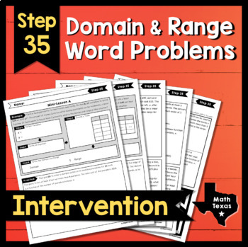 Preview of Step 35 ✩ Domain and Range Word Problems ✩ Texas Algebra Intervention ✩ A.2A