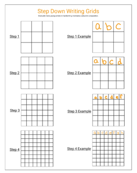 Preview of Step Down Writing Grids Worksheets