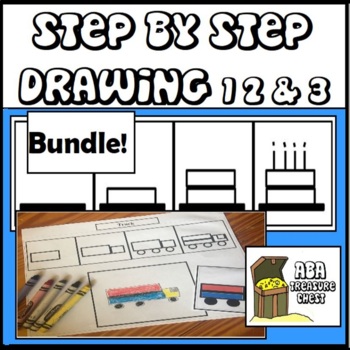 Preview of Step by Step Drawing Levels 1 2 & 3 Bundle ABA Therapy Autism
