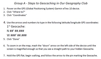 Preview of Step by Step Geocaching Template for Students