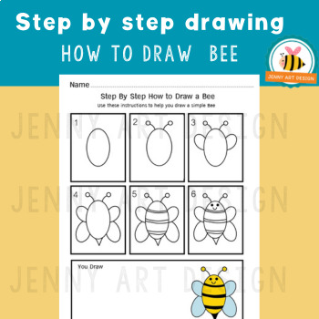 Step by Step How to Draw a Bee by Jenny Art Design | TPT