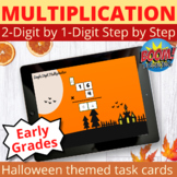 2 Digit by 1 Digit Multiplication Halloween Themed Boom Cards