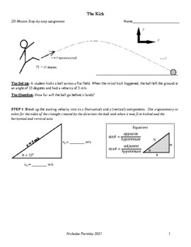 Preview of Step-by-Step Projectile Motion Worksheet