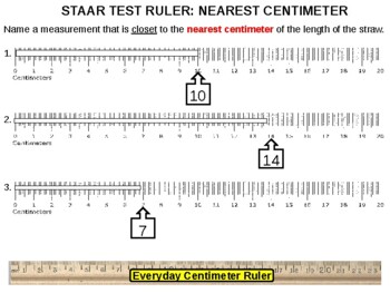 Preview of STAAR Ruler Practice: Centimeters and Inches + EASEL Inches Assessement