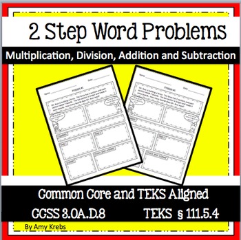 Preview of Two Step Word Problems - Step by Step  - CCSS 3.OA.D.8