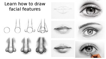 Step by step guide on how to draw facial features. Cover art lesson