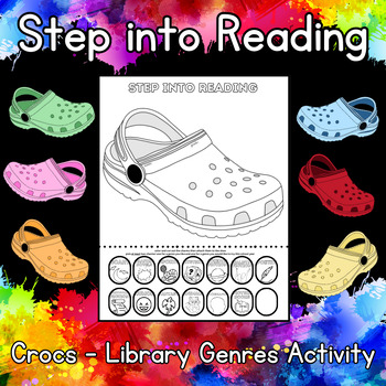 Preview of Step into Reading - Library genres coloring page activity