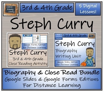Preview of Steph Curry Biography & Close Reading Bundle Digital & Print | 3rd & 4th Grade