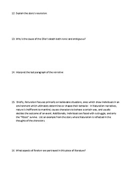 Stephen Crane's "The Open Boat" Worksheet or Test with 