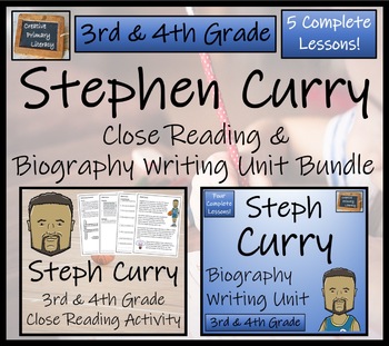 Preview of Stephen Curry Close Reading & Biography Bundle | 3rd Grade & 4th Grade