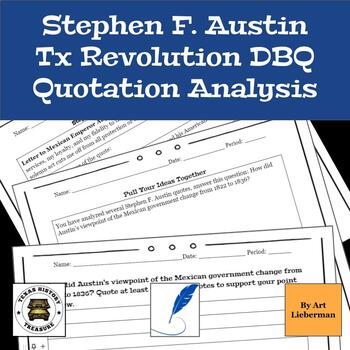 Preview of Texas Revolution S.F. Austin Quotation Analysis | Short Form DBQ | Tx History