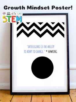 Preview of Stephen Hawking STEM Growth Mindset Poster theoretical physicist, cosmologist