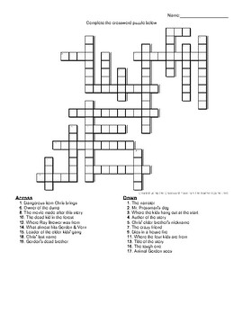 Stephen King s THE BODY Crossword Puzzle (Stand By Me) TPT