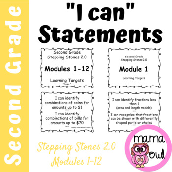 Preview of Stepping Stones 2.0 Learning Targets | I Can Statements | 2nd Grade