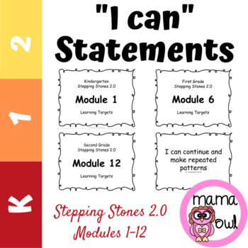 Preview of Stepping Stones 2.0 Learning Targets | I Can Statements | K-2 BUNDLE