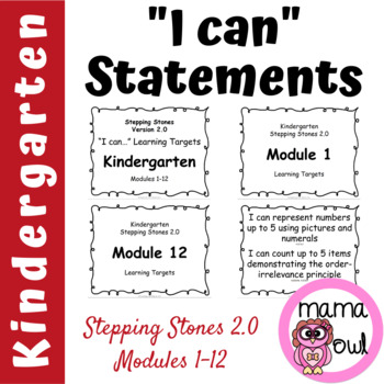 Preview of Stepping Stones 2.0 Learning Targets | I Can Statements | Kindergarten