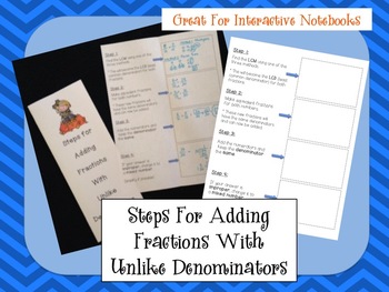 Preview of Steps For Adding Fractions With Unlike Denominators