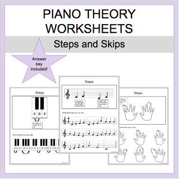 Preview of Steps and Skips - Piano Theory Worksheets