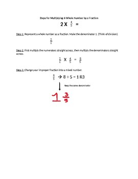Preview of Steps for Multiplying a Whole Number and a Fraction