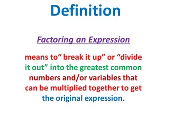 Preview of Steps in Factoring an Expression