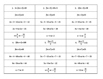 Preview of Steps in Solving Linear Absolute Value Equations