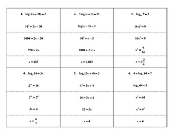 Preview of Steps in Solving Logarithmic Equations