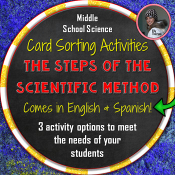 Preview of Steps of the Scientific Method Card Sorting Activities in English and Spanish
