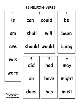 helping verbs list with examples pdf