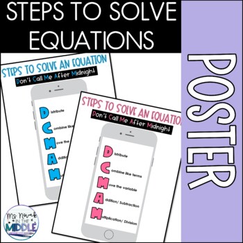 Preview of Steps to Solve Multi-Step Equations Graphic Organizer Poster