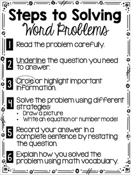steps in solving mathematical word problems