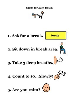 Steps to calm down by Getz PTO | Teachers Pay Teachers